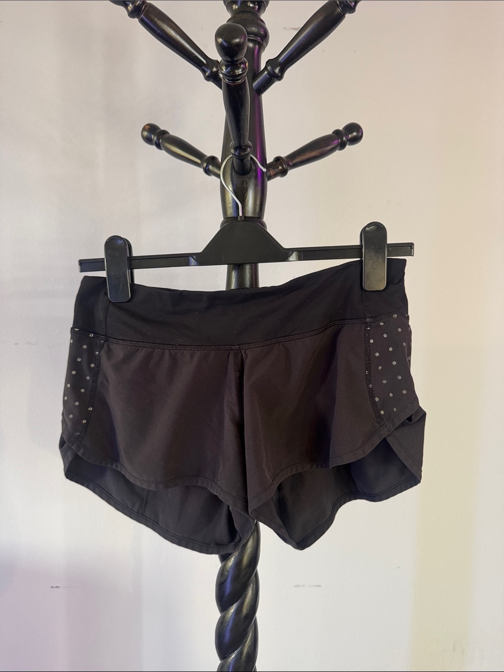 lululemon athletica Black Athletic Shorts with Polka Dot Detail